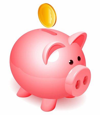 penny icon - Shiny piggy bank and golden coin. Stock Photo - Budget Royalty-Free & Subscription, Code: 400-04286185