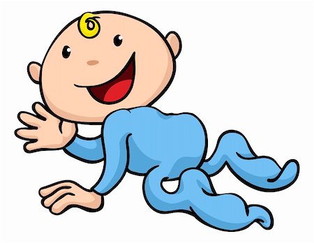 simsearch:400-04256880,k - Clipart illustration of a happy cute baby crawling and waving Fotografie stock - Microstock e Abbonamento, Codice: 400-04286208