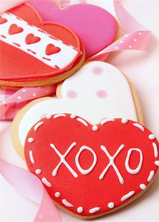 food dessert fabric - Heart-shape cookies for Valentine's Day with ribbons Stock Photo - Budget Royalty-Free & Subscription, Code: 400-04286332