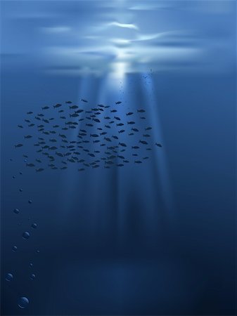 vector underwater scene with fishes and light beams, eps 8 file, no transparency used Foto de stock - Super Valor sin royalties y Suscripción, Código: 400-04286374