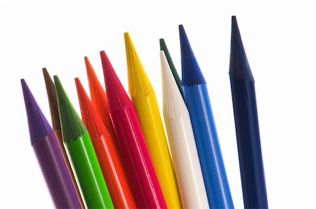 simsearch:400-04870195,k - Collection of colorful pens over white background Foto de stock - Super Valor sin royalties y Suscripción, Código: 400-04286509