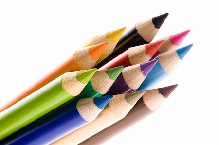 Collection of colorful pens over white background Stock Photo - Budget Royalty-Free & Subscription, Code: 400-04286503
