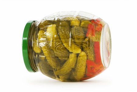 pickling gherkin - Can of cucumbers isolated on the white Stock Photo - Budget Royalty-Free & Subscription, Code: 400-04286621