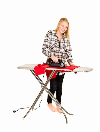 simsearch:614-07806114,k - Young Housewife ironing isolated on white background Stockbilder - Microstock & Abonnement, Bildnummer: 400-04286750