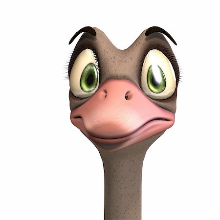 simsearch:400-04813779,k - cute toon ostrich gives so much fun. 3D rendering with clipping path and shadow over white Stock Photo - Budget Royalty-Free & Subscription, Code: 400-04286824