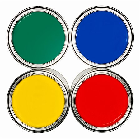 Colored Paint cans from above isolated on white background Stock Photo - Budget Royalty-Free & Subscription, Code: 400-04286826