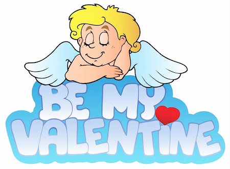 Be my Valentine sign with Cupid - vector illustration. Stock Photo - Budget Royalty-Free & Subscription, Code: 400-04287269