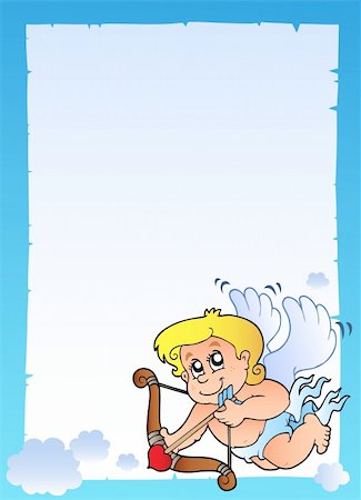 simsearch:400-05686867,k - Frame with Cupid holding bow - vector illustration. Stock Photo - Budget Royalty-Free & Subscription, Code: 400-04287279