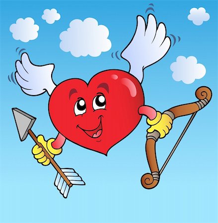 simsearch:400-05913687,k - Valentine heart on blue sky - vector illustration. Foto de stock - Super Valor sin royalties y Suscripción, Código: 400-04287286