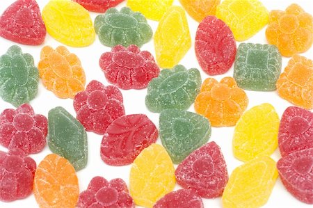 simsearch:400-05237252,k - Multicoloured fruit jellies insulated on white background Stock Photo - Budget Royalty-Free & Subscription, Code: 400-04287452