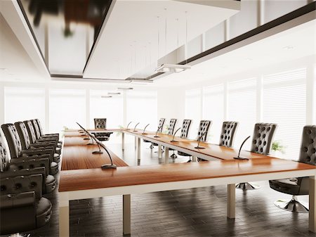conference room with black armchairs interior 3d render Stock Photo - Budget Royalty-Free & Subscription, Code: 400-04287918