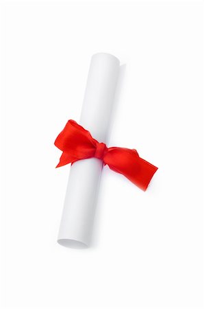Diploma with red ribbon isolated on white Stock Photo - Budget Royalty-Free & Subscription, Code: 400-04288092