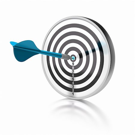 simsearch:400-05886910,k - blue dart pointing the center o a target, the target is isolated over white background Foto de stock - Super Valor sin royalties y Suscripción, Código: 400-04288323