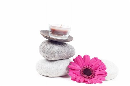 petal on stone - Studio shot of spa accessories, isolated on white Stock Photo - Budget Royalty-Free & Subscription, Code: 400-04288477