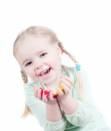 Studio shot of little girl playing with colors Photographie de stock - Aubaine LD & Abonnement, Code: 400-04288470