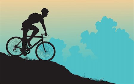 Vector foreground silhouette of a man on a mountain bike Stock Photo - Budget Royalty-Free & Subscription, Code: 400-04288591