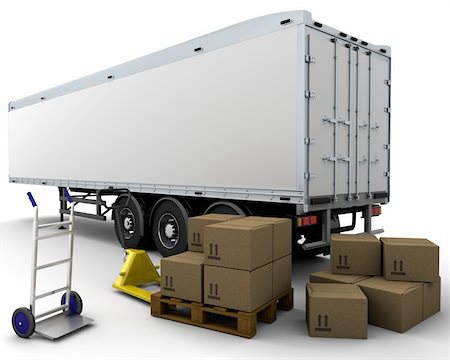 3D render of freight trailer and shipping boxes Stock Photo - Budget Royalty-Free & Subscription, Code: 400-04288651