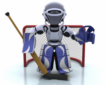 simsearch:400-07511452,k - 3D render of a Robot playing icehockey Foto de stock - Super Valor sin royalties y Suscripción, Código: 400-04288675