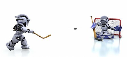 simsearch:400-07511452,k - 3D render of a Robot playing icehockey Foto de stock - Super Valor sin royalties y Suscripción, Código: 400-04288676