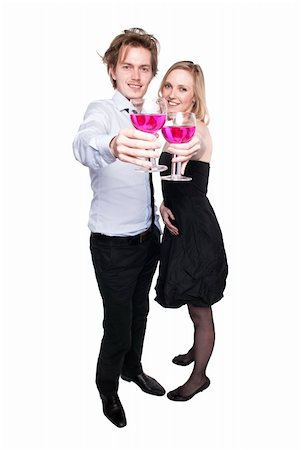 Young couple toasting with pink drink. Two people drinking. Studio photo, isolated. Stock Photo - Budget Royalty-Free & Subscription, Code: 400-04288764