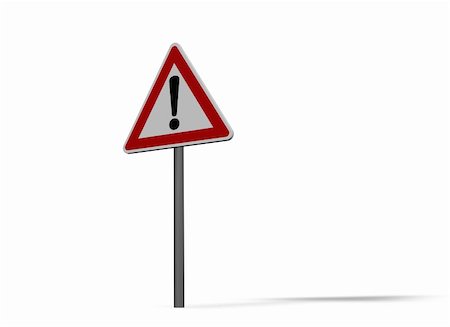 simsearch:400-04480527,k - warning roadsign on white background - 3d illustration Stock Photo - Budget Royalty-Free & Subscription, Code: 400-04288934