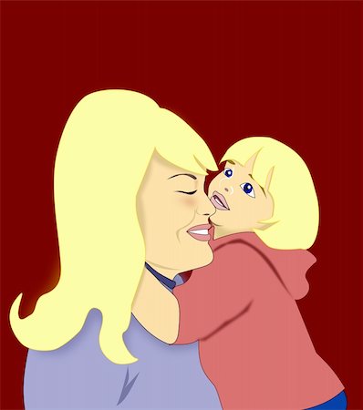 A small child gives her mother a hug. Stock Photo - Budget Royalty-Free & Subscription, Code: 400-04289009