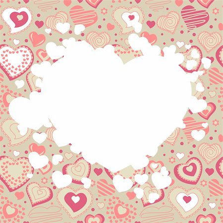 Valentine white frame with different red hearts Stock Photo - Budget Royalty-Free & Subscription, Code: 400-04289043
