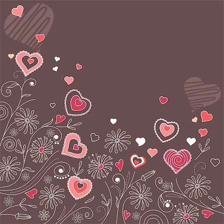 simsearch:400-04798856,k - Valentine greeting card with different growing hearts Fotografie stock - Microstock e Abbonamento, Codice: 400-04289061