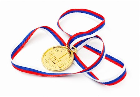 simsearch:400-08336790,k - Golden medal and ribbon isolated on white background Photographie de stock - Aubaine LD & Abonnement, Code: 400-04289091