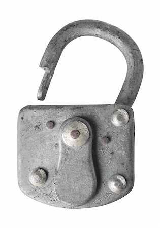 simsearch:400-03955247,k - Close up of an old padlock isolated on white background, clipping path. Photographie de stock - Aubaine LD & Abonnement, Code: 400-04289285