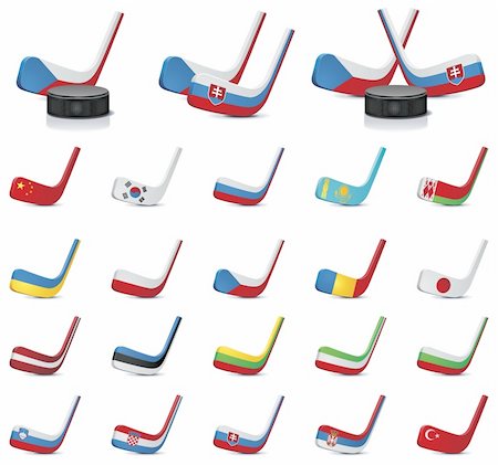 Set of the detailed ice hockey sticks / countries flags colors Foto de stock - Super Valor sin royalties y Suscripción, Código: 400-04289307