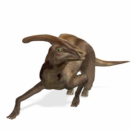 palaeontology - Dinosaur Parasaurolophus. 3D rendering with clipping path and shadow over white Stock Photo - Budget Royalty-Free & Subscription, Code: 400-04289323
