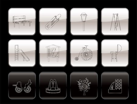 Park objects and signs icon - vector icon set Stock Photo - Budget Royalty-Free & Subscription, Code: 400-04289730