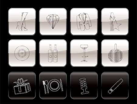 simsearch:400-04374423,k - Luxury party and reception icons - vector icon set Stock Photo - Budget Royalty-Free & Subscription, Code: 400-04289731