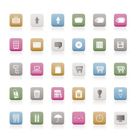 recycle bins for the home - Business and office icons - vector icon set Stock Photo - Budget Royalty-Free & Subscription, Code: 400-04289753