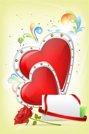 simsearch:400-04793482,k - illustration of abstract valentine card with rose and heart Photographie de stock - Aubaine LD & Abonnement, Code: 400-04289811