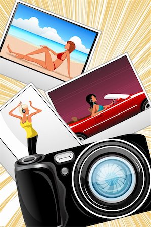 simsearch:400-03990194,k - illustration of camera with photo on floral background Stockbilder - Microstock & Abonnement, Bildnummer: 400-04289872