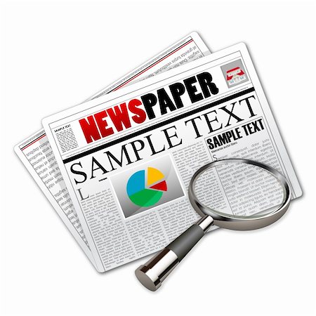 simsearch:400-05901369,k - illustration of news paper with lens on white background Stock Photo - Budget Royalty-Free & Subscription, Code: 400-04289945