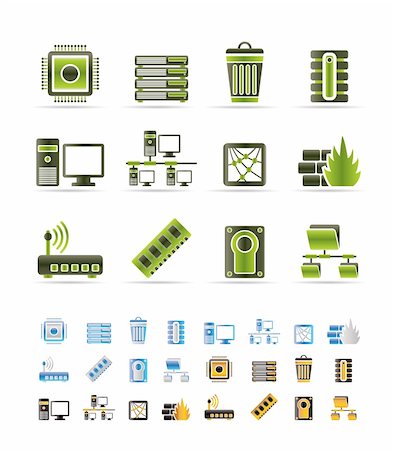 server room managers - Computer and website icons - vector icon set - 3 colors included Stock Photo - Budget Royalty-Free & Subscription, Code: 400-04289941