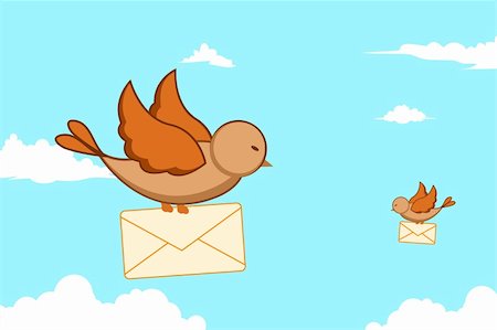 illustration of birds with letters in sky Stock Photo - Budget Royalty-Free & Subscription, Code: 400-04289971