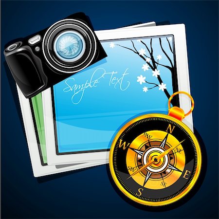 simsearch:400-04773117,k - illustration of compass with camera and pictures on abstract background Stock Photo - Budget Royalty-Free & Subscription, Code: 400-04289991
