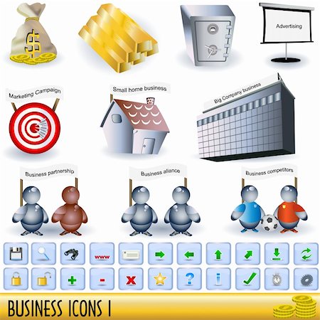 Set of business icons, along with appropriate buttons - part 1. Photographie de stock - Aubaine LD & Abonnement, Code: 400-04280007