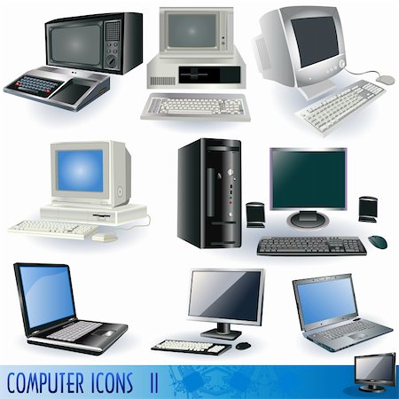 A collection of variety of computers, realistic color illustration. Stock Photo - Budget Royalty-Free & Subscription, Code: 400-04280019