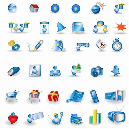 stiven (artist) - Great collection of shiny light blue portfolio icons isolated on white background. Stockbilder - Microstock & Abonnement, Bildnummer: 400-04280062