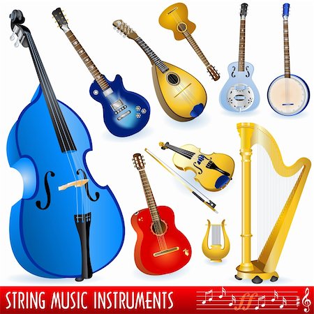 stiven (artist) - A  collection of different string musical instruments. Fotografie stock - Microstock e Abbonamento, Codice: 400-04280070