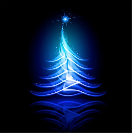 simsearch:400-04719650,k - Abstract vector glowing background. Blue Christmas tree. Foto de stock - Super Valor sin royalties y Suscripción, Código: 400-04280080