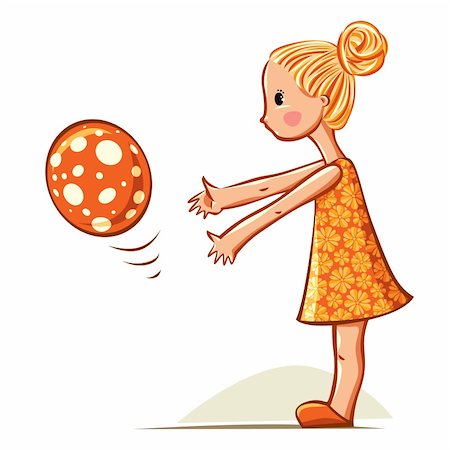 drawn baby - Baby girl playing with balloon, child illustration Stock Photo - Budget Royalty-Free & Subscription, Code: 400-04280152