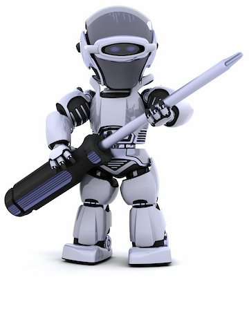 simsearch:400-04310985,k - 3D render of robot with Stock Photo - Budget Royalty-Free & Subscription, Code: 400-04280638
