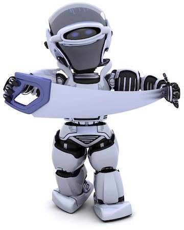 simsearch:400-04310985,k - 3D render of robot with saw Stock Photo - Budget Royalty-Free & Subscription, Code: 400-04280639