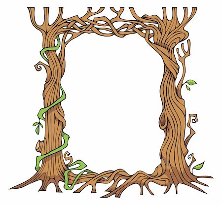 simsearch:400-08379558,k - Interwoven brunches and roots of the trees forming a frame, vector illustration Fotografie stock - Microstock e Abbonamento, Codice: 400-04280888
